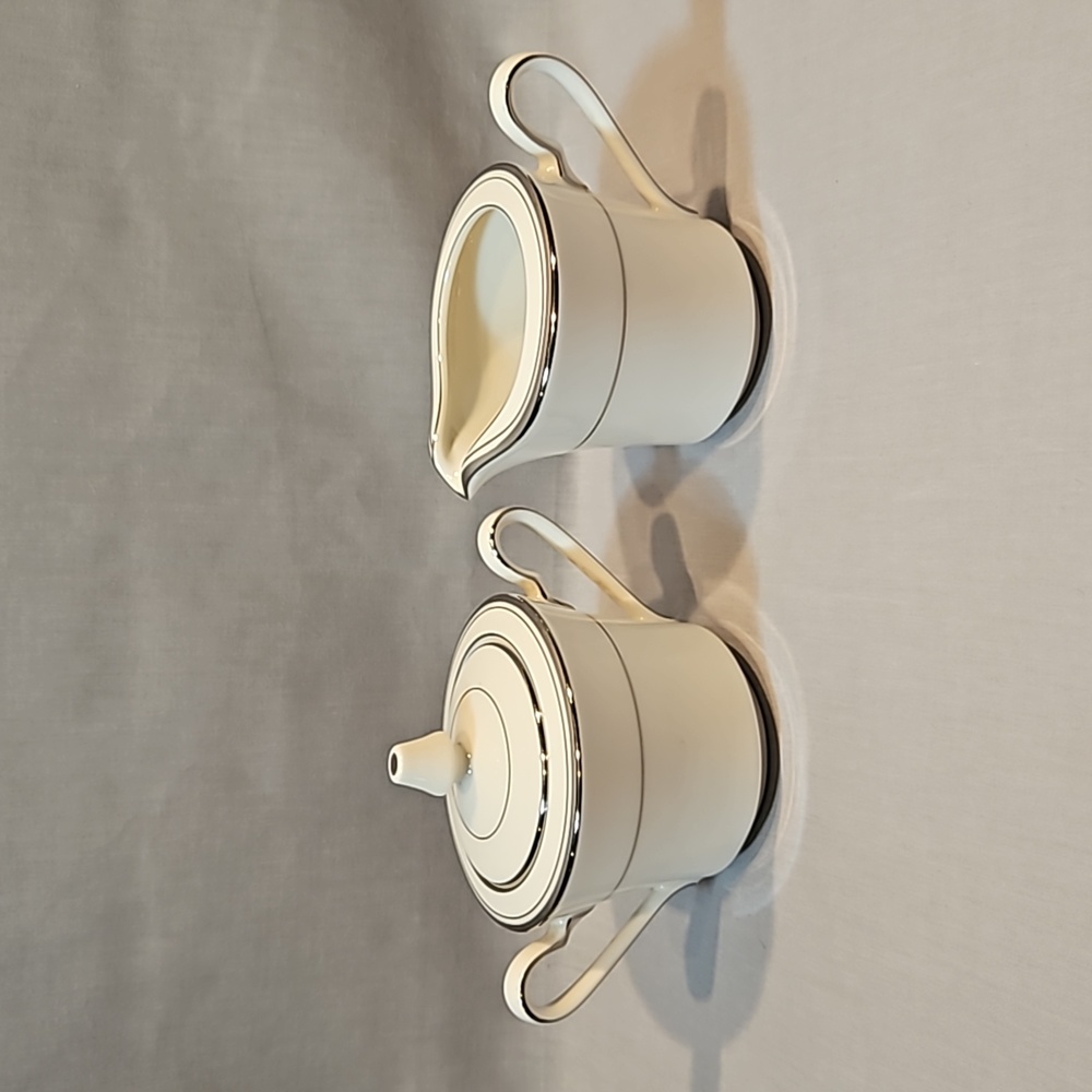 Noritake Champlain 7553 Creamer & Sugar w/Lid, Ivory China new